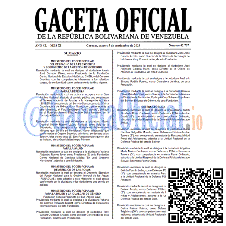 Venezuela Gaceta Oficial 42707 del 5 septiembre 2023 Gaceta Oficial, Gaceta 42707, Gaceta 42707 HD, Gaceta #42707, Gaceta Oficial Venezuela #42707