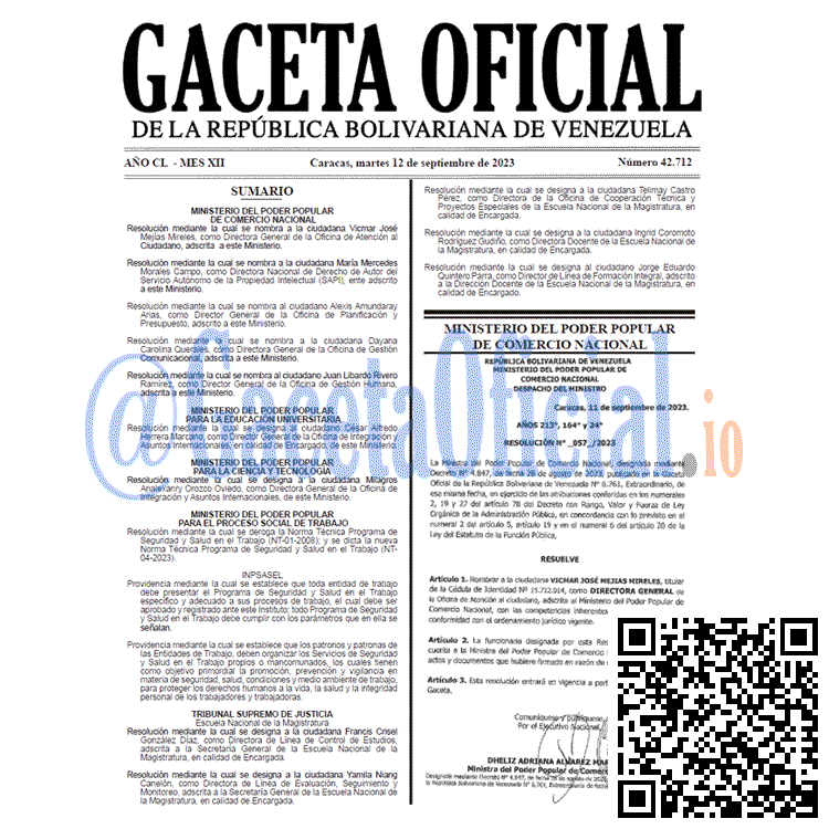 Venezuela Gaceta Oficial 42712 del 12 septiembre 2023 Gaceta Oficial, Gaceta 42712, Gaceta 42712 HD, Gaceta #42712, Gaceta Oficial Venezuela #42712