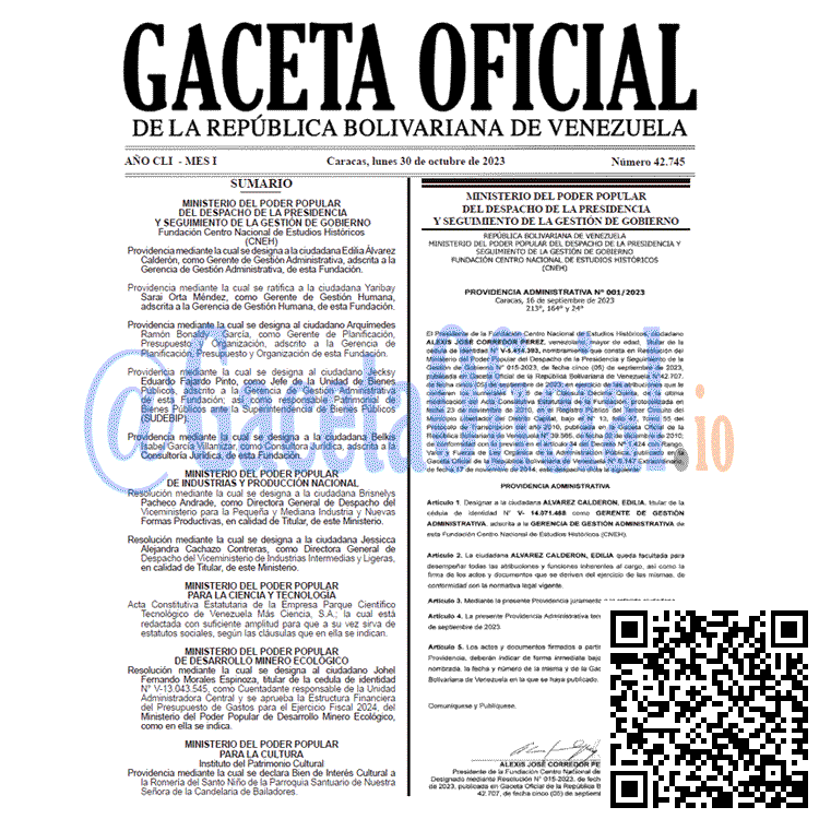 Venezuela Gaceta Oficial 42745 del 30 Octubre 2023 Gaceta Oficial, Gaceta 42745, Gaceta 42745 HD, Gaceta #42745, Gaceta Oficial Venezuela #42745