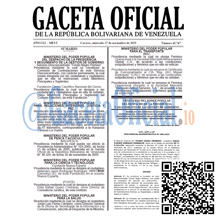 Venezuela Gaceta Oficial 42747 del 1 Noviembre 2023 Gaceta Oficial, Gaceta 42747, Gaceta 42747 HD, Gaceta #42747, Gaceta Oficial Venezuela #42747