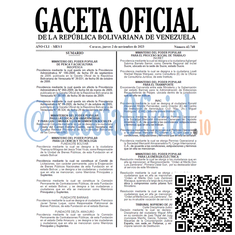 Venezuela Gaceta Oficial 42748 del 2 Noviembre 2023 Gaceta Oficial, Gaceta 42748, Gaceta 42748 HD, Gaceta #42748, Gaceta Oficial Venezuela #42748