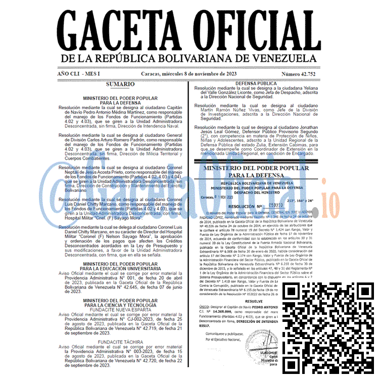 Venezuela Gaceta Oficial 42752 del 08 noviembre 2023 Gaceta Oficial, Gaceta 42752, Gaceta 42752 HD, Gaceta #42752, Gaceta Oficial Venezuela #42752