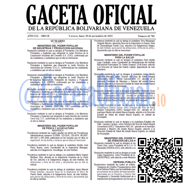Venezuela Gaceta Oficial 42760 del 20 noviembre 2023 Gaceta Oficial, Gaceta 42760, Gaceta 42760 HD, Gaceta #42760, Gaceta Oficial Venezuela #42760