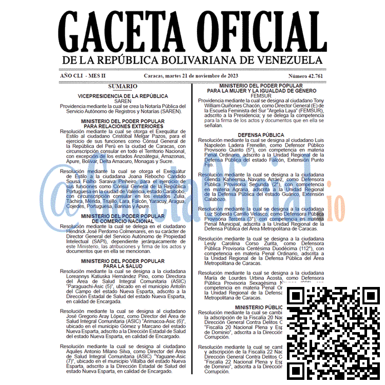 Venezuela Gaceta Oficial 42761 del 21 noviembre 2023 Gaceta Oficial, Gaceta 42761, Gaceta 42761 HD, Gaceta #42761, Gaceta Oficial Venezuela #42761