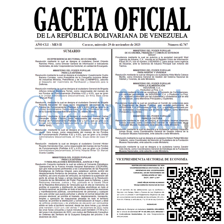Venezuela Gaceta Oficial 42767 del 29 noviembre 2023 Gaceta Oficial, Gaceta 42767, Gaceta 42767 HD, Gaceta #42767, Gaceta Oficial Venezuela #42767