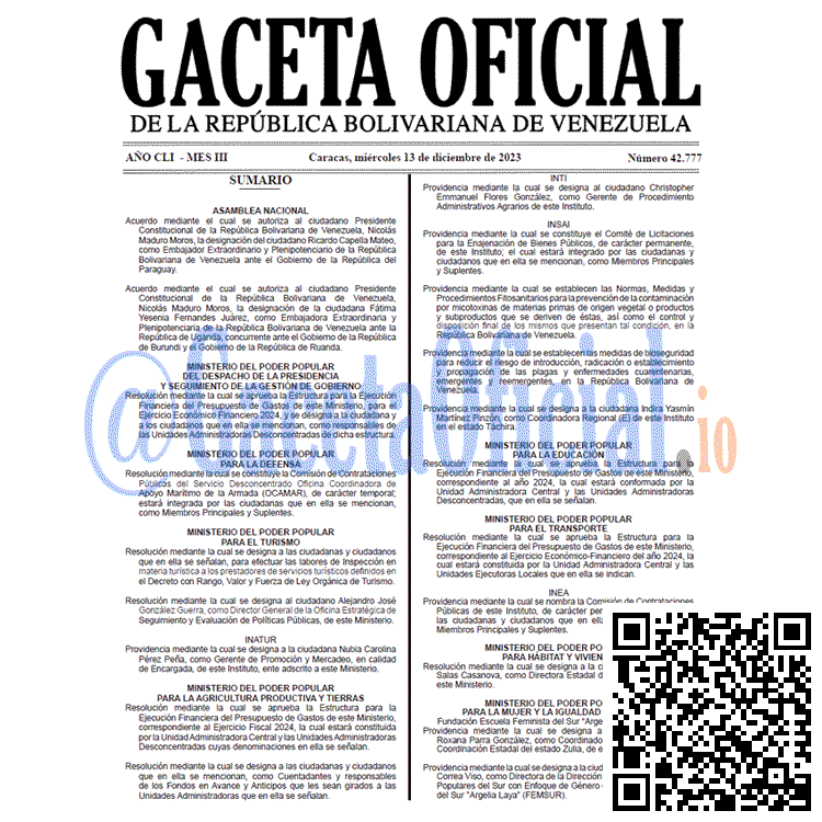 Gaceta Oficial, Gaceta 42777, Gaceta 42777 HD, Gaceta #42777, Gaceta Oficial Venezuela #42777