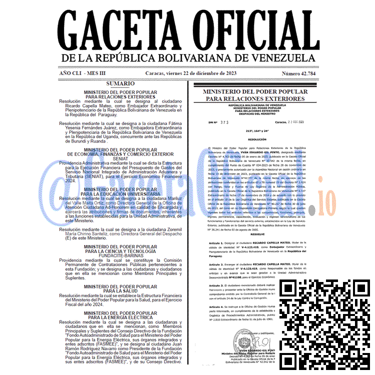 Gaceta Oficial, Gaceta 42784, Gaceta 42784 HD, Gaceta #42784, Gaceta Oficial Venezuela #42784