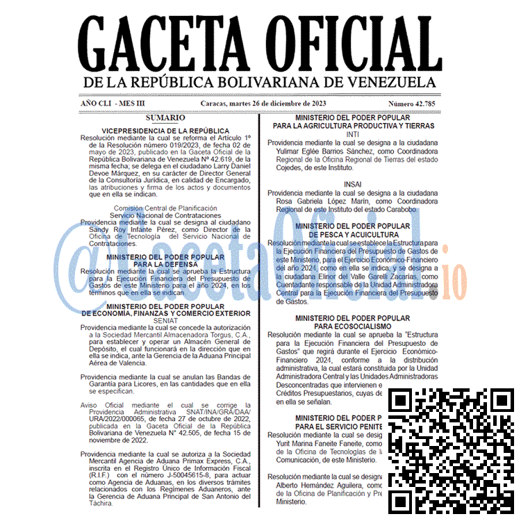 Gaceta Oficial, Gaceta 42785, Gaceta 42785 HD, Gaceta #42785, Gaceta Oficial Venezuela #42785