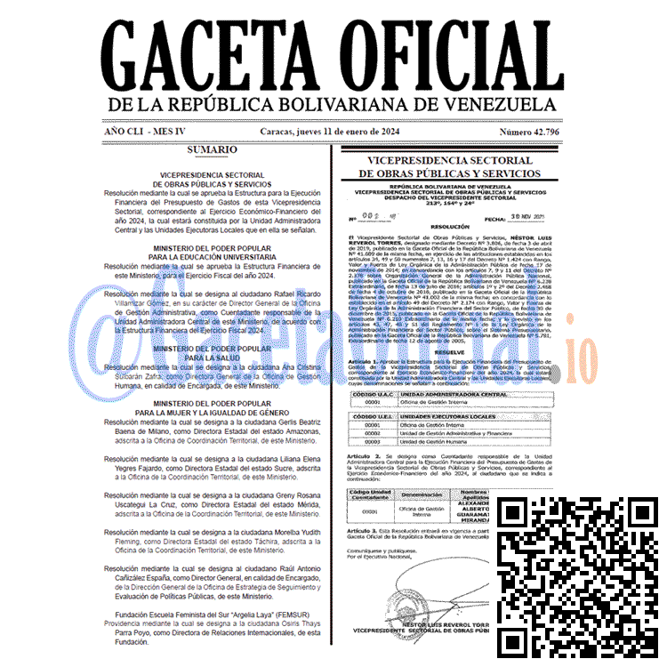 Gaceta Oficial, Gaceta 42796, Gaceta 42796 HD, Gaceta #42796, Gaceta Oficial Venezuela #42796