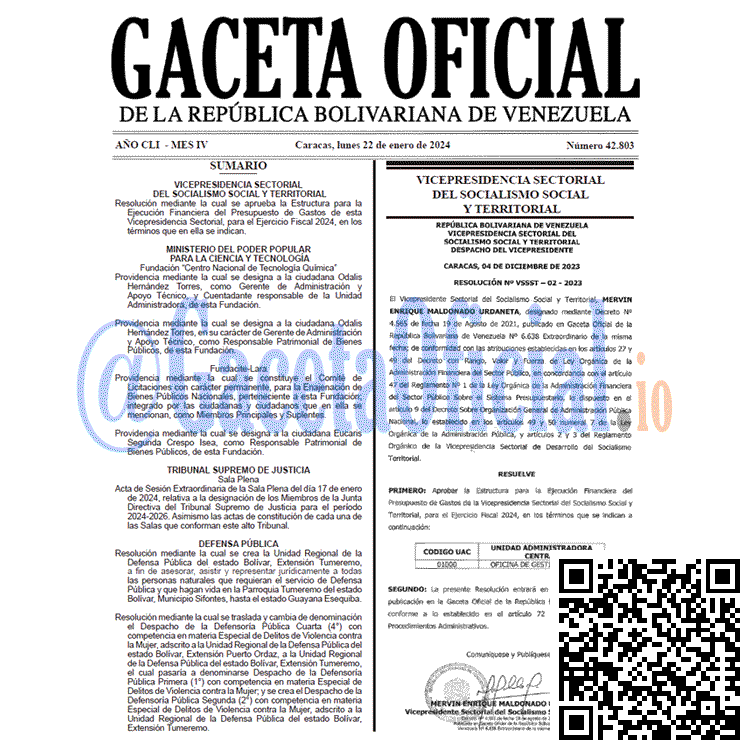 Gaceta Oficial, Gaceta 42803, Gaceta 42803 HD, Gaceta #42803, Gaceta Oficial Venezuela #42803