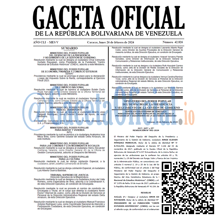 Gaceta Oficial, Gaceta 42826, Gaceta 42826 HD, Gaceta #42826, Gaceta Oficial Venezuela #42826