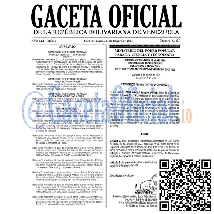 Gaceta Oficial, Gaceta 42827, Gaceta 42827 HD, Gaceta #42827, Gaceta Oficial Venezuela #42827