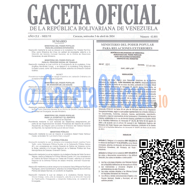 Venezuela Gaceta Oficial 42851 del 3 abril 2024 Gaceta Oficial, Gaceta 42851, Gaceta 42851 HD, Gaceta #42851, Gaceta Oficial Venezuela #42851