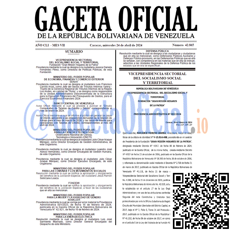 Gaceta Oficial, Gaceta 42865, Gaceta 42865 HD, Gaceta #42865, Gaceta Oficial Venezuela #42865