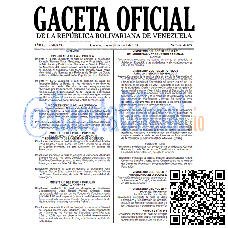 Venezuela Gaceta Oficial 42869 del 30 abril 2024 Gaceta Oficial, Gaceta 42869, Gaceta 42869 HD, Gaceta #42869, Gaceta Oficial Venezuela #42869
