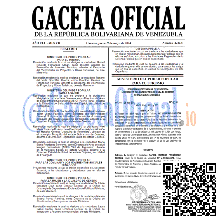 Venezuela Gaceta Oficial 42875 del 9 mayo 2024 Gaceta Oficial, Gaceta 42875, Gaceta 42875 HD, Gaceta #42875, Gaceta Oficial Venezuela #42875