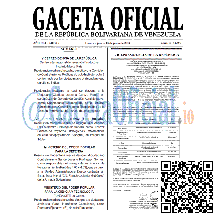 Venezuela Gaceta Oficial 42900 del 13 junio 2024 Gaceta Oficial, Gaceta 42900, Gaceta 42900 HD, Gaceta #42900, Gaceta Oficial Venezuela #42900