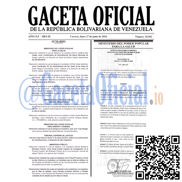 Venezuela Gaceta Oficial 42902 del 17 junio 2024 Gaceta Oficial, Gaceta 42902, Gaceta 42902 HD, Gaceta #42902, Gaceta Oficial Venezuela #42902