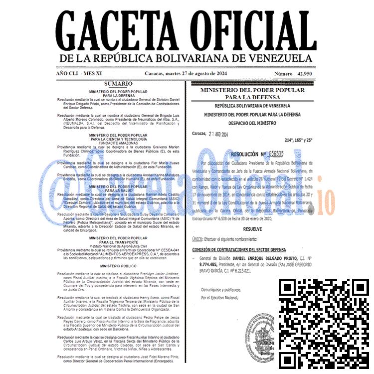 Venezuela Gaceta Oficial 42950 del 27 agosto 2024 Gaceta Oficial, Gaceta 42950, Gaceta 42950 HD, Gaceta #42950, Gaceta Oficial Venezuela #42950