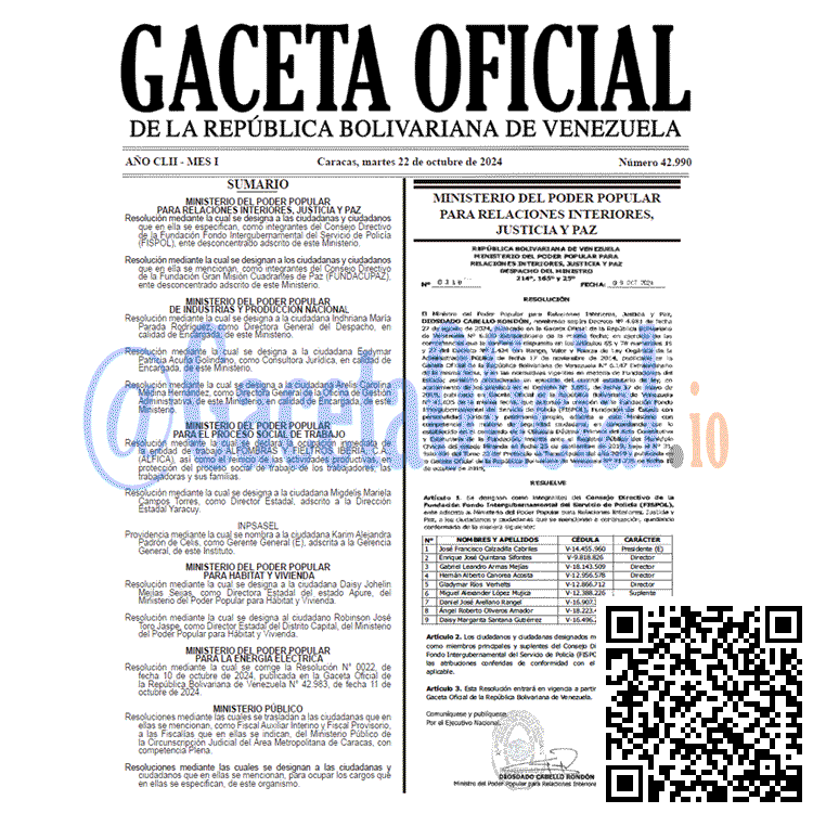 Venezuela Gaceta Oficial 42990 del 22 octubre 2024 Gaceta Oficial, Gaceta 42990, Gaceta 42990 HD, Gaceta #42990, Gaceta Oficial Venezuela #42990