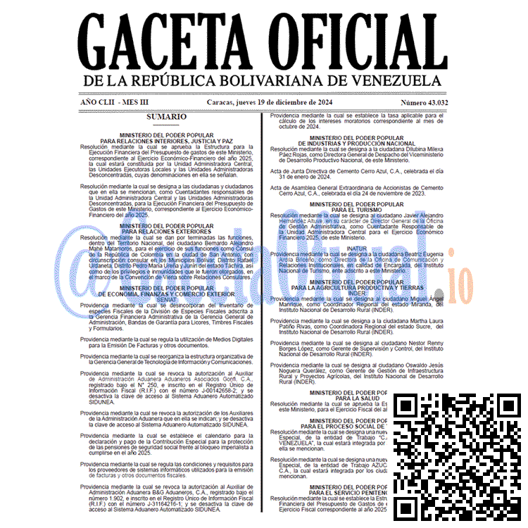 Venezuela Gaceta Oficial 43032 del 19 diciembre 2032 Gaceta Oficial, Gaceta 43032, Gaceta 43032 HD, Gaceta #43032, Gaceta Oficial Venezuela #43032