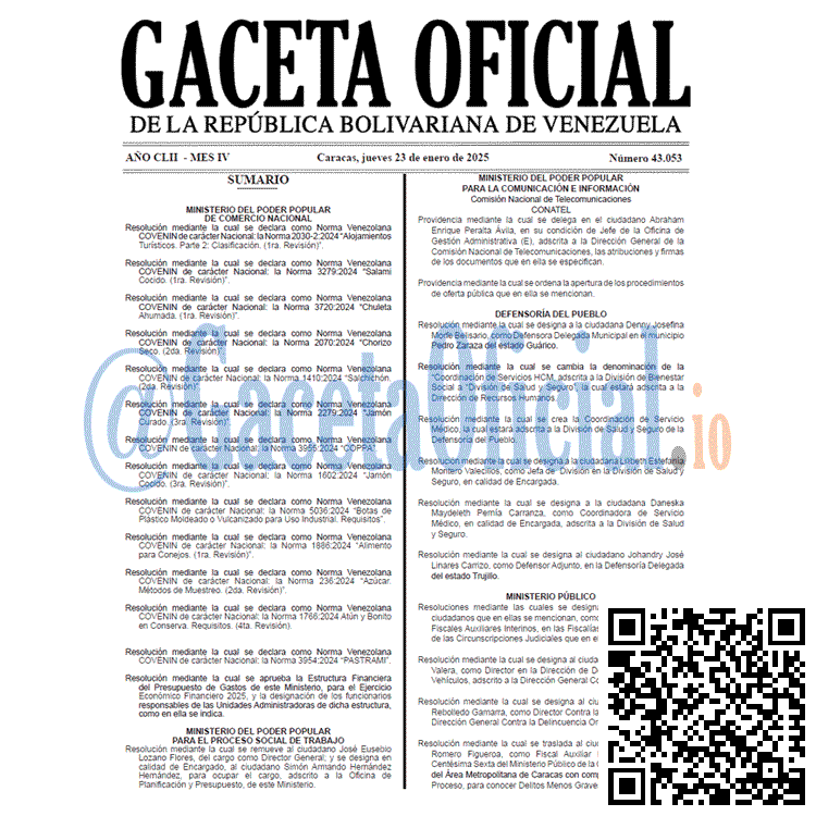 Gaceta Oficial, Gaceta 43053, Gaceta 43053 HD, Gaceta #43053, Gaceta Oficial Venezuela #43053