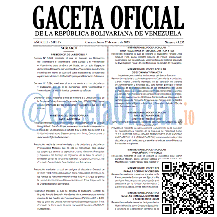 Gaceta Oficial, Gaceta 43055, Gaceta 43055 HD, Gaceta #43055, Gaceta Oficial Venezuela #43055