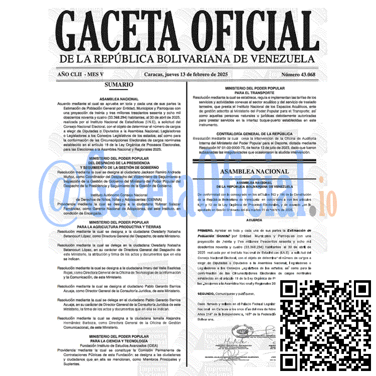 Gaceta Oficial, Gaceta 43068, Gaceta 43068 HD, Gaceta #43068, Gaceta Oficial Venezuela #43068