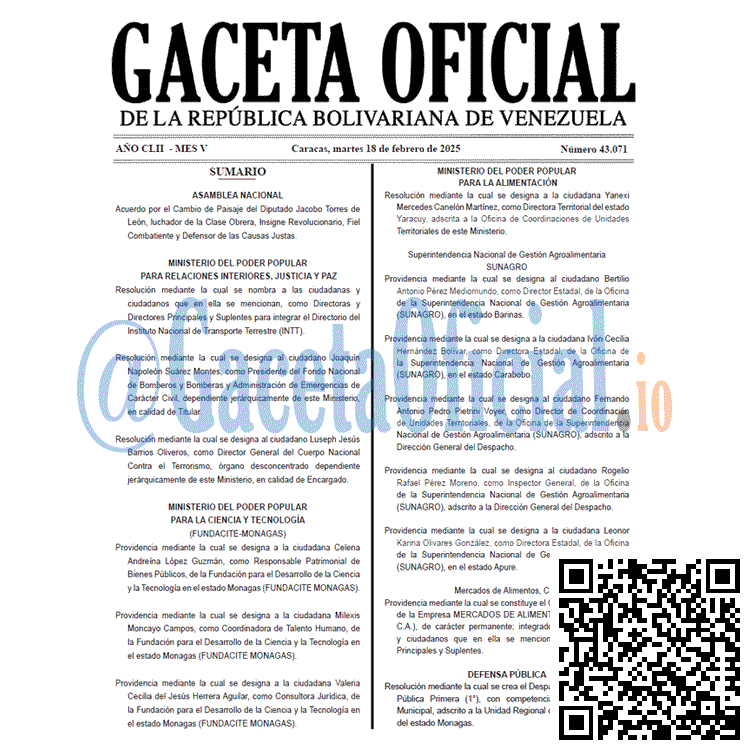 Gaceta Oficial, Gaceta 43071, Gaceta 43071 HD, Gaceta #43071, Gaceta Oficial Venezuela #43071