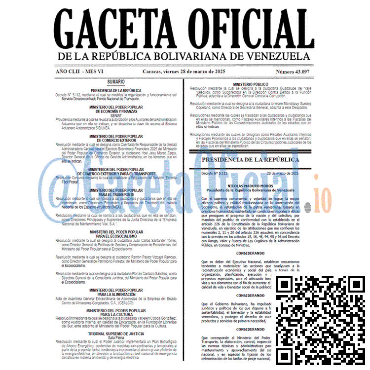 Venezuela Gaceta Oficial 43097 del 28 marzo 2025 Gaceta Oficial, Gaceta 43097, Gaceta 43097 HD, Gaceta #43097, Gaceta Oficial Venezuela #43097