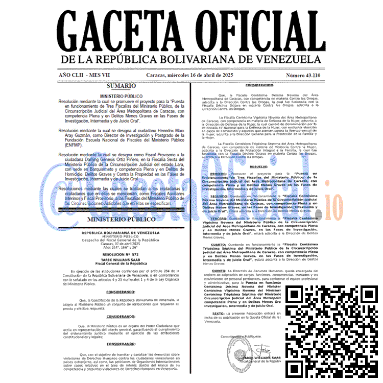 Venezuela Gaceta Oficial 43110 del 16 abril 2025 Gaceta Oficial, Gaceta 43110, Gaceta 43110 HD, Gaceta #43110, Gaceta Oficial Venezuela #43110