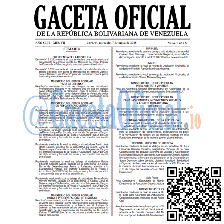 Venezuela Gaceta Oficial 43122 del 7 mayo 2025 Gaceta Oficial, Gaceta 43122, Gaceta 43122 HD, Gaceta #43122, Gaceta Oficial Venezuela #43122