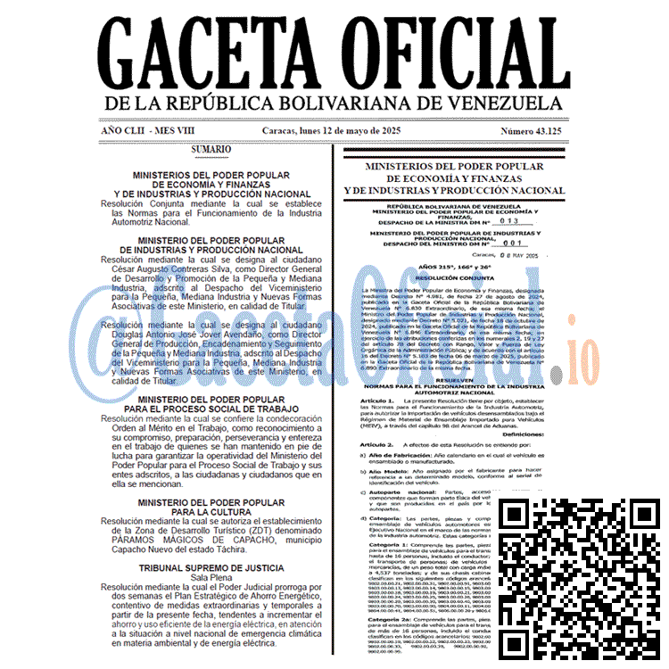 Venezuela Gaceta Oficial 43125 del 12 mayo 2025 Gaceta Oficial, Gaceta 43125, Gaceta 43125 HD, Gaceta #43125, Gaceta Oficial Venezuela #43125