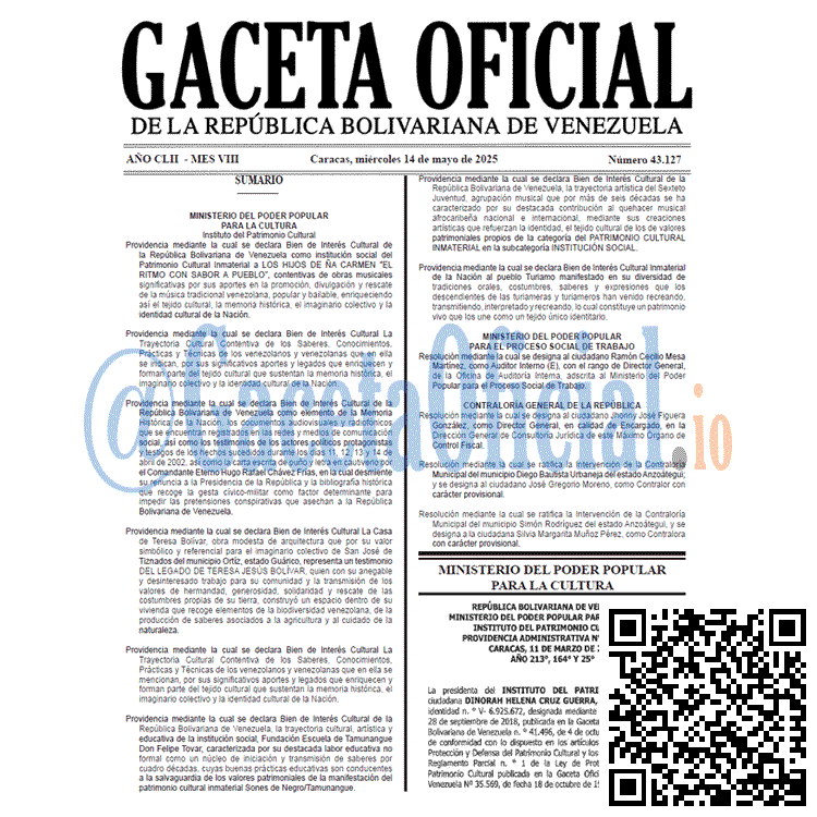 Venezuela Gaceta Oficial 43127 del 14 mayo 2025 Gaceta Oficial, Gaceta 43127, Gaceta 43127 HD, Gaceta #43127, Gaceta Oficial Venezuela #43127