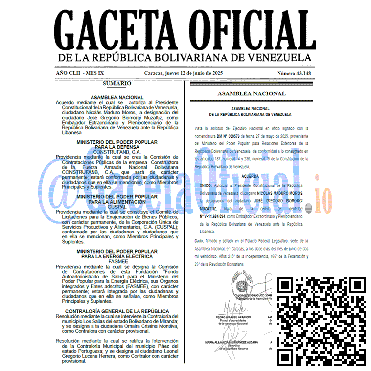 Gaceta Oficial, Gaceta 43148, Gaceta 43148 HD, Gaceta #43148, Gaceta Oficial Venezuela #43148
