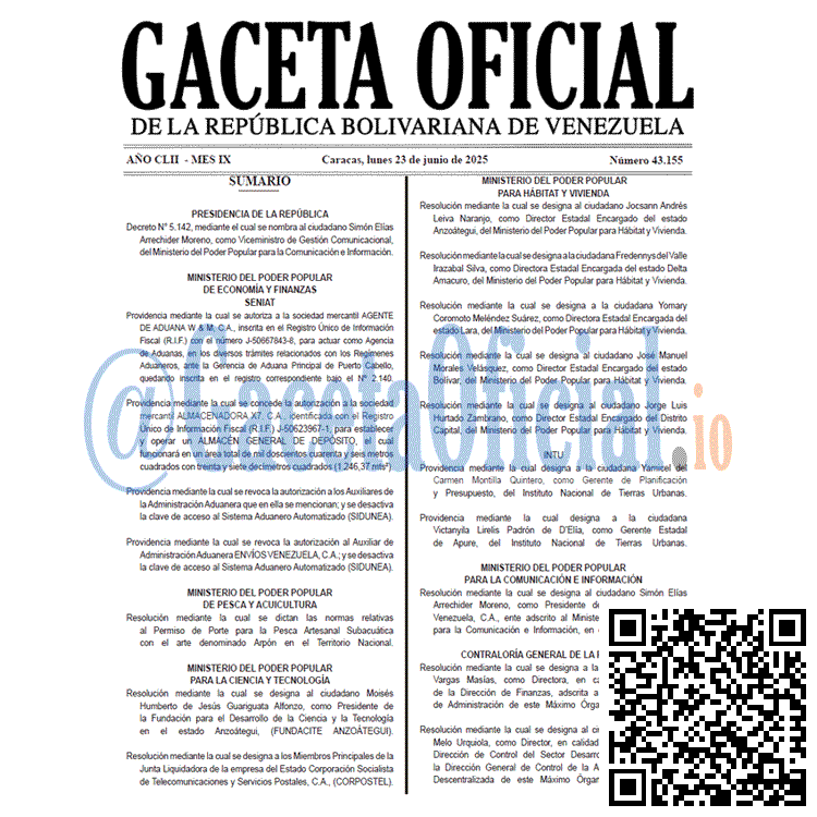 Venezuela Gaceta Oficial 43155 del 23 junio 2025 Gaceta Oficial, Gaceta 43155, Gaceta 43155 HD, Gaceta #43155, Gaceta Oficial Venezuela #43155