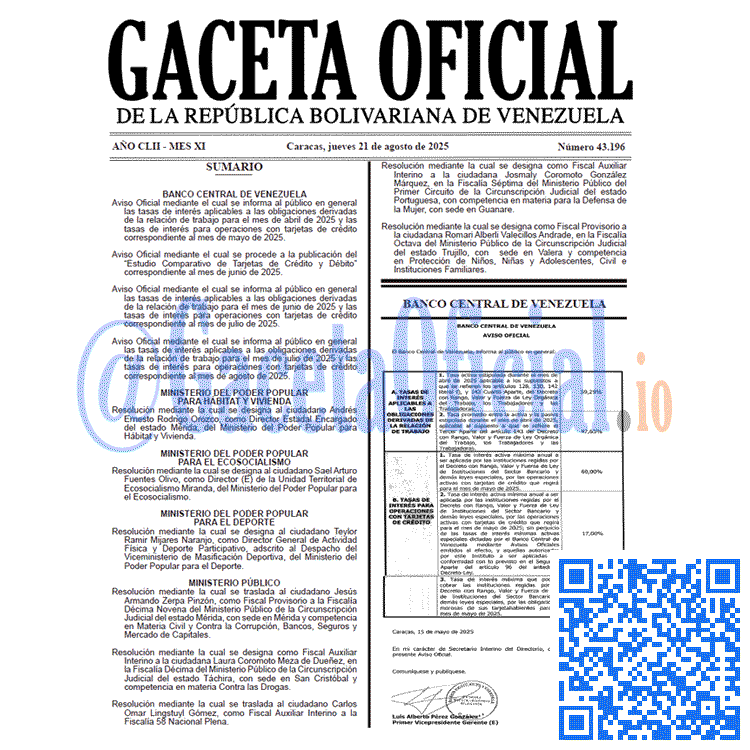 Venezuela Gaceta Oficial 43196 del 21 agosto 2025 Gaceta Oficial, Gaceta 43196, Gaceta 43196 HD, Gaceta #43196, Gaceta Oficial Venezuela #43196