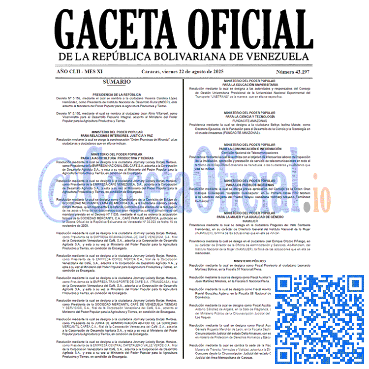 Gaceta Oficial, Gaceta 43197, Gaceta 43197 HD, Gaceta #43197, Gaceta Oficial de Venezuela #43197