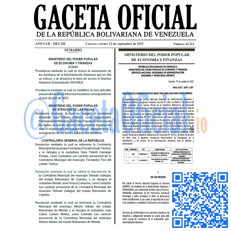 Venezuela Gaceta Oficial 43212 del 12 septiembre 2025 Gaceta Oficial, Gaceta 43212, Gaceta 43212 HD, Gaceta #43212, Gaceta Oficial Venezuela #43212