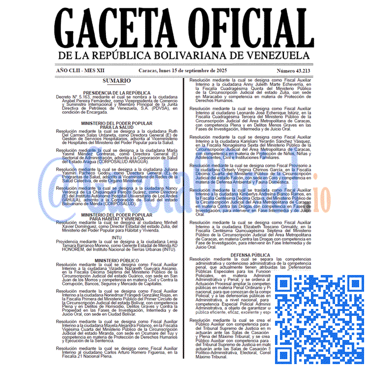 Venezuela Gaceta Oficial 43213 del 15 septiembre 2025 Gaceta Oficial, Gaceta 43213, Gaceta 43213 HD, Gaceta #43213, Gaceta Oficial Venezuela #43213