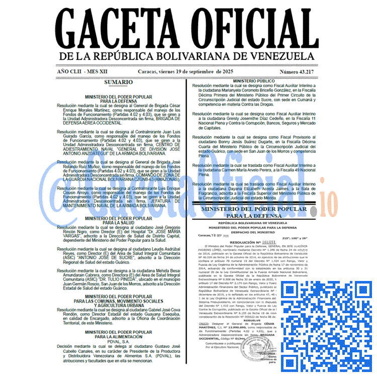 Venezuela Gaceta Oficial 43217 del 19 septiembre 2025 Gaceta Oficial, Gaceta 43217, Gaceta 43217 HD, Gaceta #43217, Gaceta Oficial Venezuela #43217