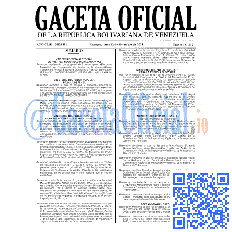 Gaceta Oficial, Gaceta 43282, Gaceta 43282 HD, Gaceta #43282, Gaceta Oficial Venezuela #43282