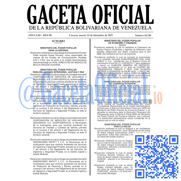 Gaceta Oficial, Gaceta 43283, Gaceta 43283 HD, Gaceta #43283, Gaceta Oficial Venezuela #43283