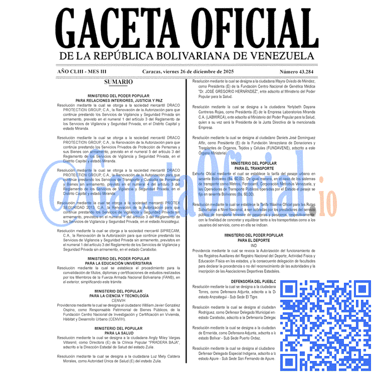 Gaceta Oficial, Gaceta 43284, Gaceta 43284 HD, Gaceta #43284, Gaceta Oficial Venezuela #43284