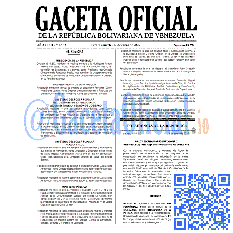 Gaceta Oficial, Gaceta 43294, Gaceta 43294 HD, Gaceta #43294, Gaceta Oficial Venezuela #43294