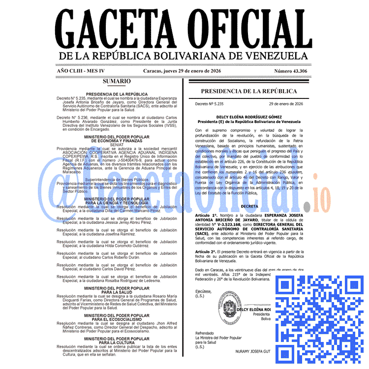 Gaceta Oficial, Gaceta 43306, Gaceta 43306 HD, Gaceta #43306, Gaceta Oficial Venezuela #43306