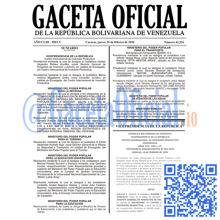 Gaceta Oficial, Gaceta 43324, Gaceta 43324 HD, Gaceta #43324, Gaceta Oficial Venezuela #43324