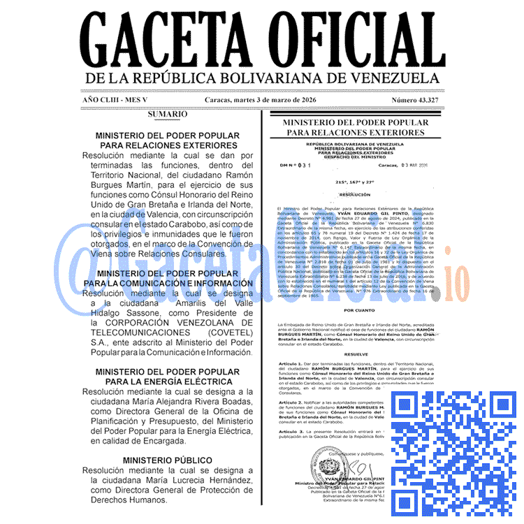 Gaceta Oficial, Gaceta 43327, Gaceta 43327 HD, Gaceta #43327, Gaceta Oficial Venezuela #43327