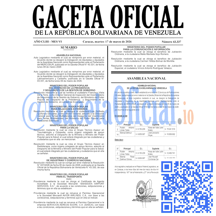 Venezuela Gaceta Oficial 43337 del 17 marzo 2026 Gaceta Oficial, Gaceta 43337, Gaceta 43337 HD, Gaceta #43337, Gaceta Oficial Venezuela #43337