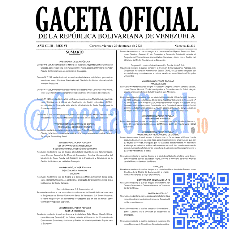 Gaceta Oficial, Gaceta 43339, Gaceta 43339 HD, Gaceta #43339, Gaceta Oficial Venezuela #43339